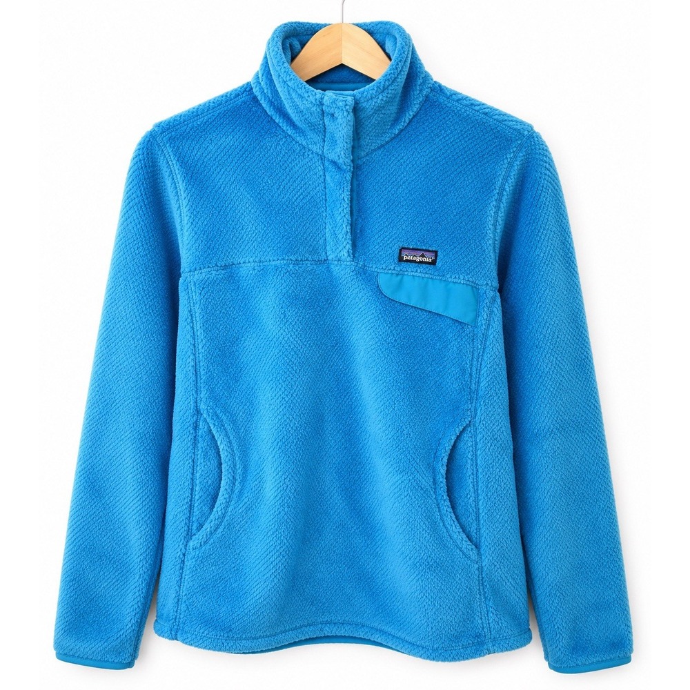 Patagonia Los Gatos Fleece Pullover Womens M Blue Snap Neck Plush Sherpa Jacket